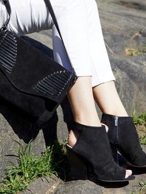 Vince Camuto Kentvi Black Suede Peep-Toe